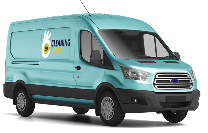 Cleaning Enfield van loaded with cleaning supplies and equipment on its way to a job in the EN area